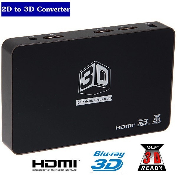 กล่องแปลงวิดีโอ 2D ถึง 3D HDMI HD 1080p 720 จุด 3D DLP Projector Media Processor รองรับ HDMI 1 Out และ 2 In สำหรับเกม 3D TV