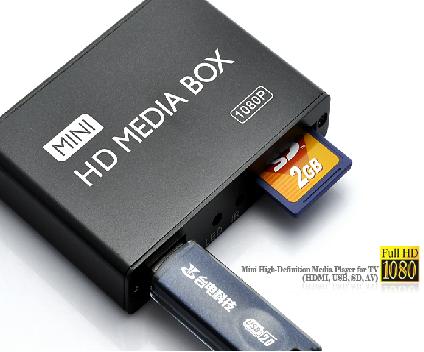 MP013 Mini Media Player HD 1080P พร้อม HDMI / AV / USB / SD / MMC - ดำ