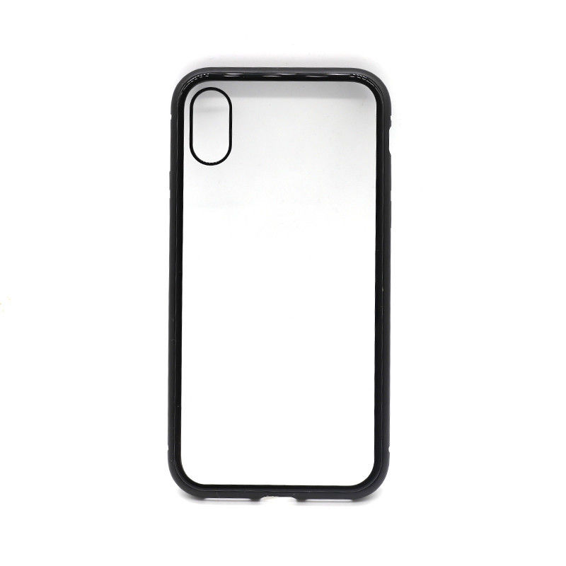 Magnetic Adsorption Metal Phone Case for iPhone X 8 Plus Full Coverage Aluminum Alloy Frame with Tempered Glass Back Cover 2018